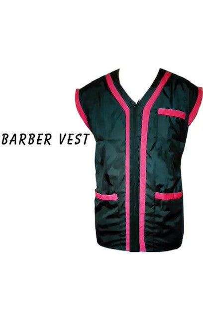 Unisex Professional Barber Vest Jacket with Red Stripe, Ultra Lightweight & Hair-Resistant