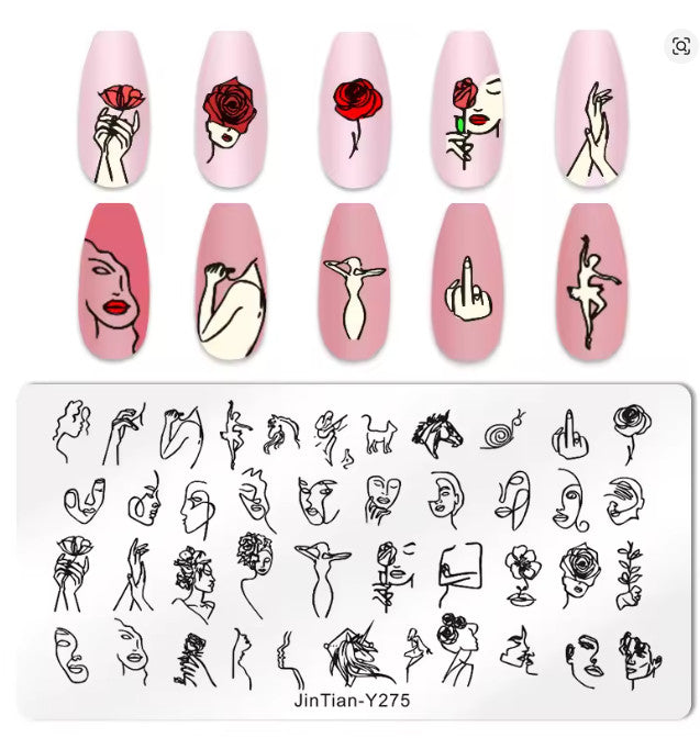 Nail Stamping Plate Feminine Power Line Art Y-275 for Nail Art