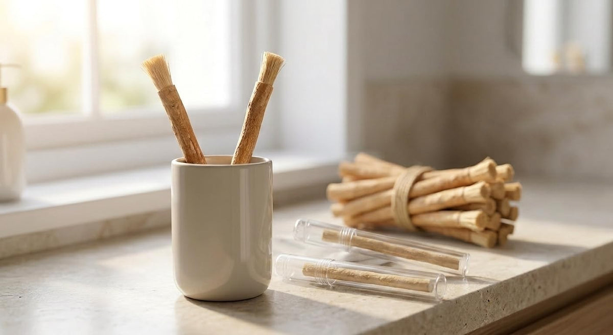 Natural Miswak Toothbrush 12 Pack - Eco-Friendly Oral Care for Fresh Breath