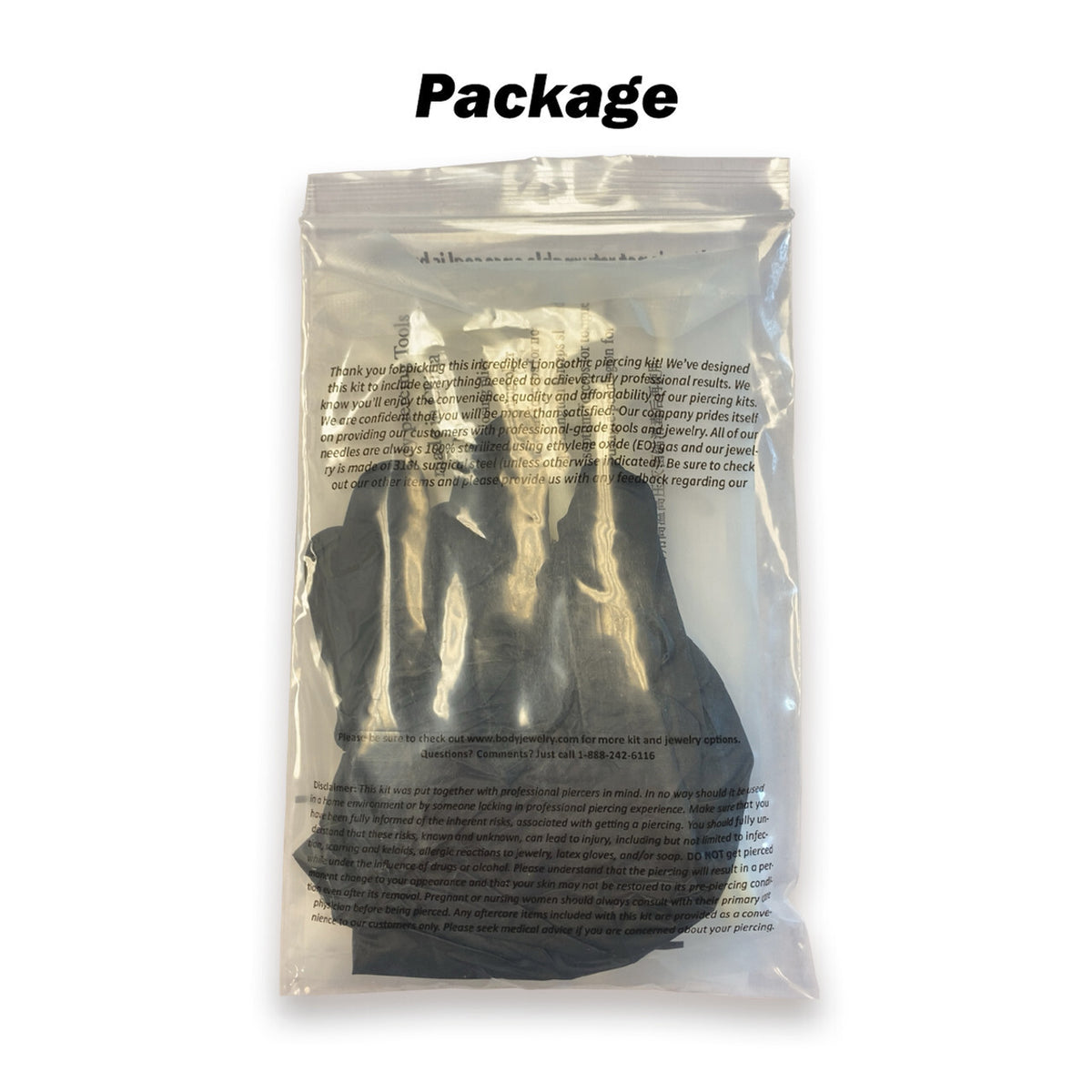Sterilized Titanium Piercing Kit with 14G Belly Ring, Forceps, Needles & Gloves