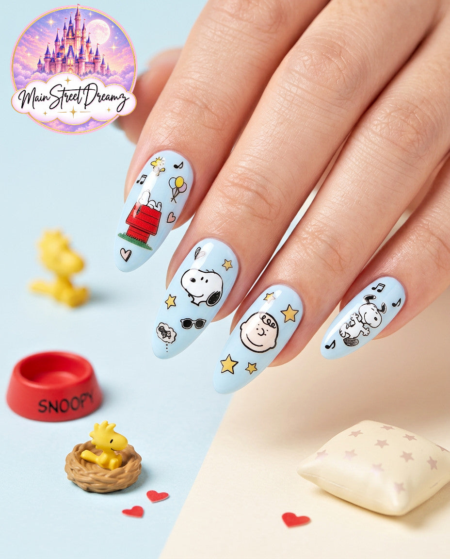 3D Snoopy Nail Decals Set - Character Nail Art Stickers for Manicure
