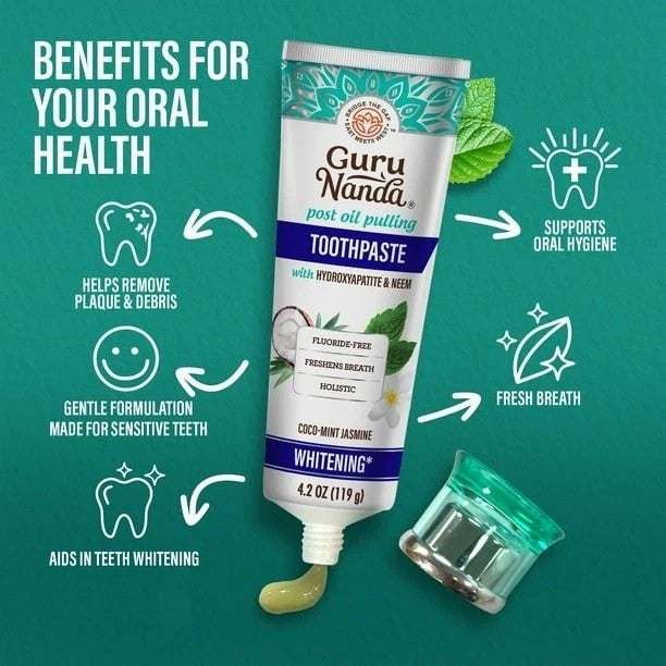 GuruNanda Whitening Toothpaste with Neem & Hydroxyapatite - 4.2 Oz