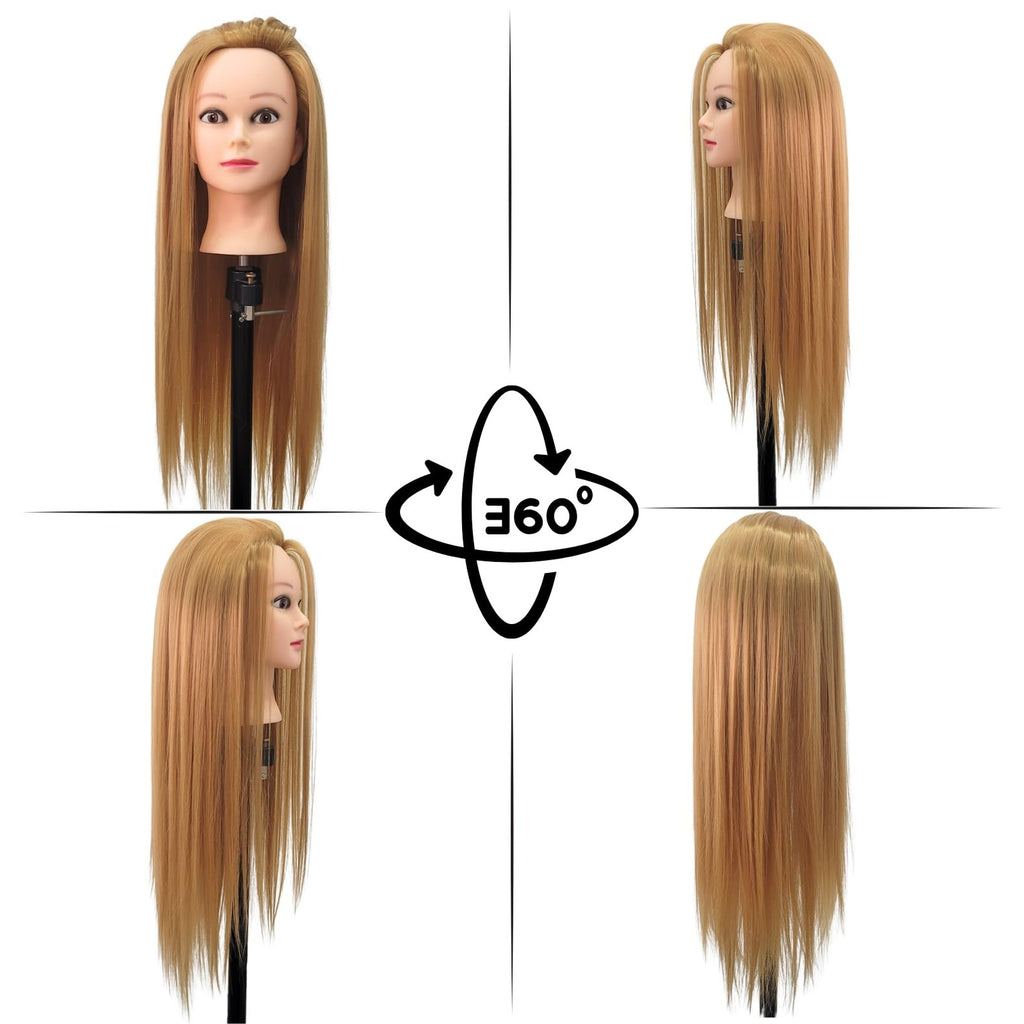Mannequin Head with Hair for Braiding and Hair Styling Practice - Black