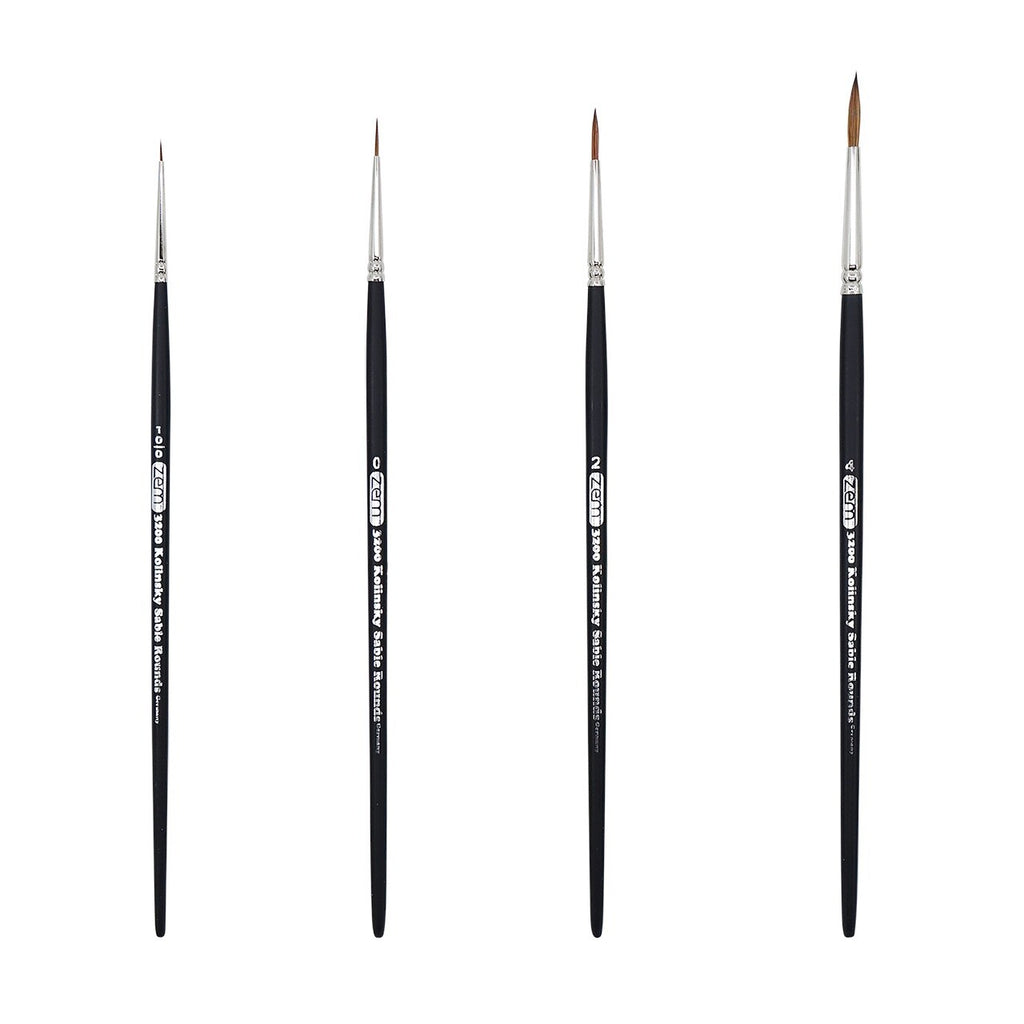 Kolinsky Sable Artist Paint Brush Set - Detail Rounds, 4-Piece
