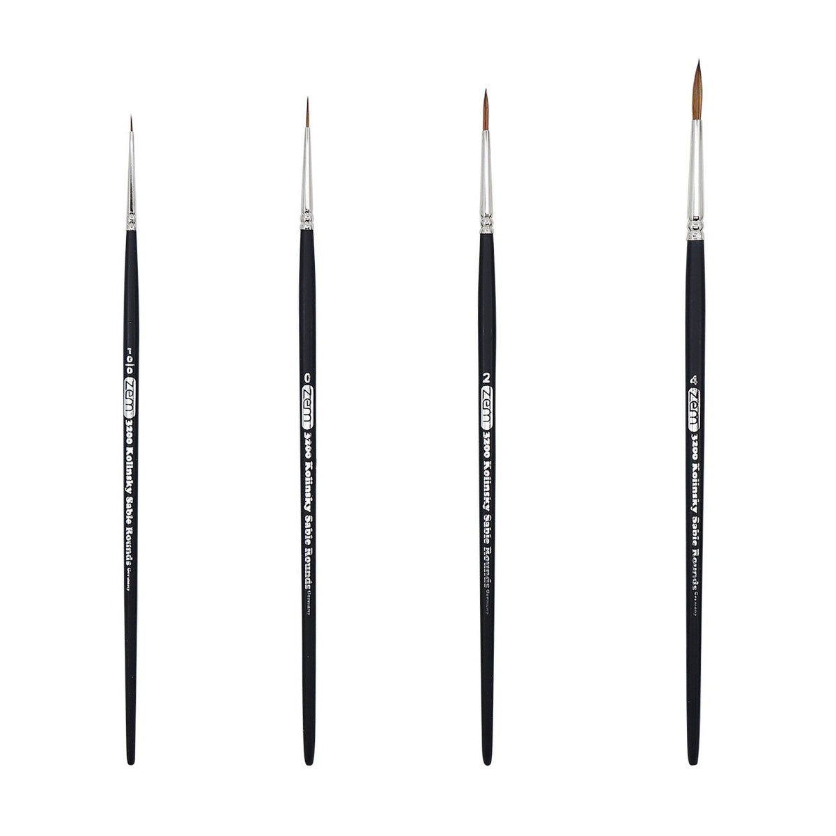 Kolinsky Sable Artist Paint Brush Set - Detail Rounds, 4-Piece