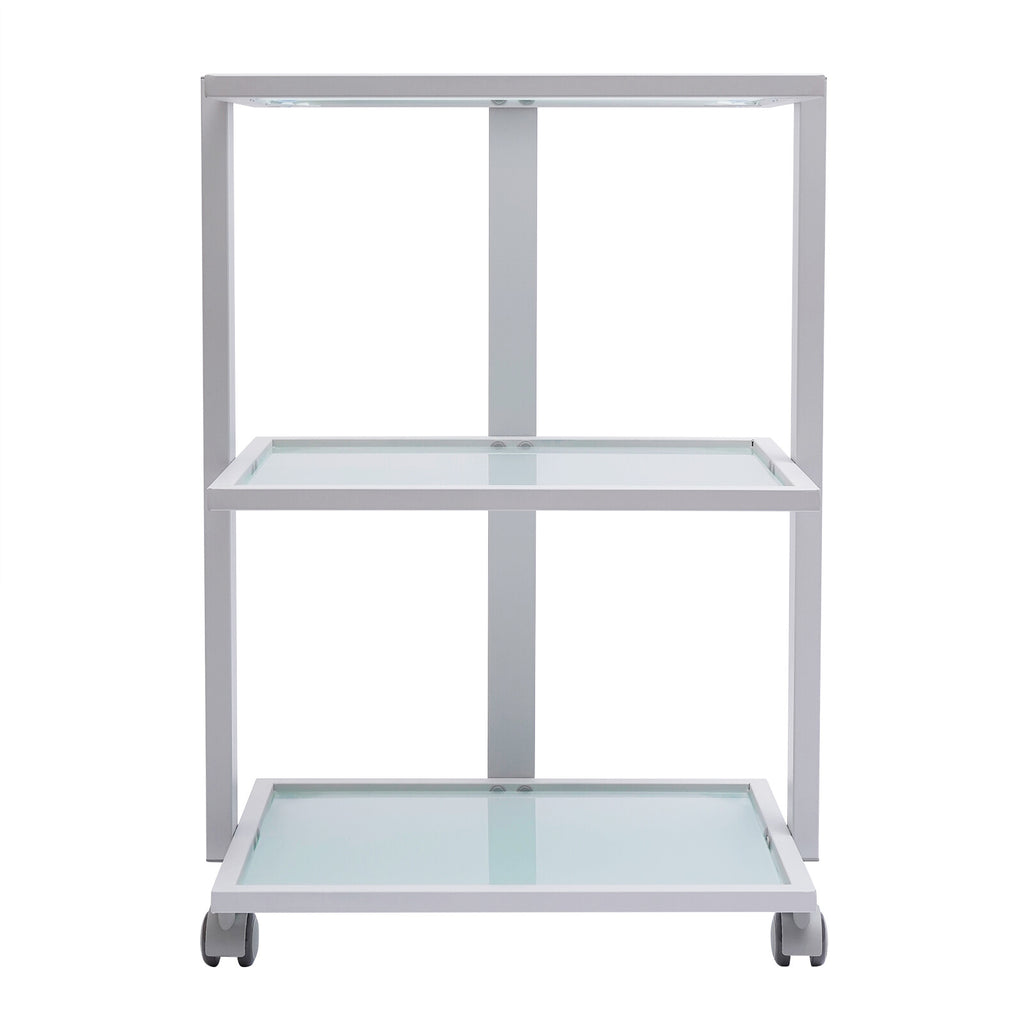 Salon Trolley Esthetician Cart with 3 Glass Shelves - Rolling Beauty Storage Station