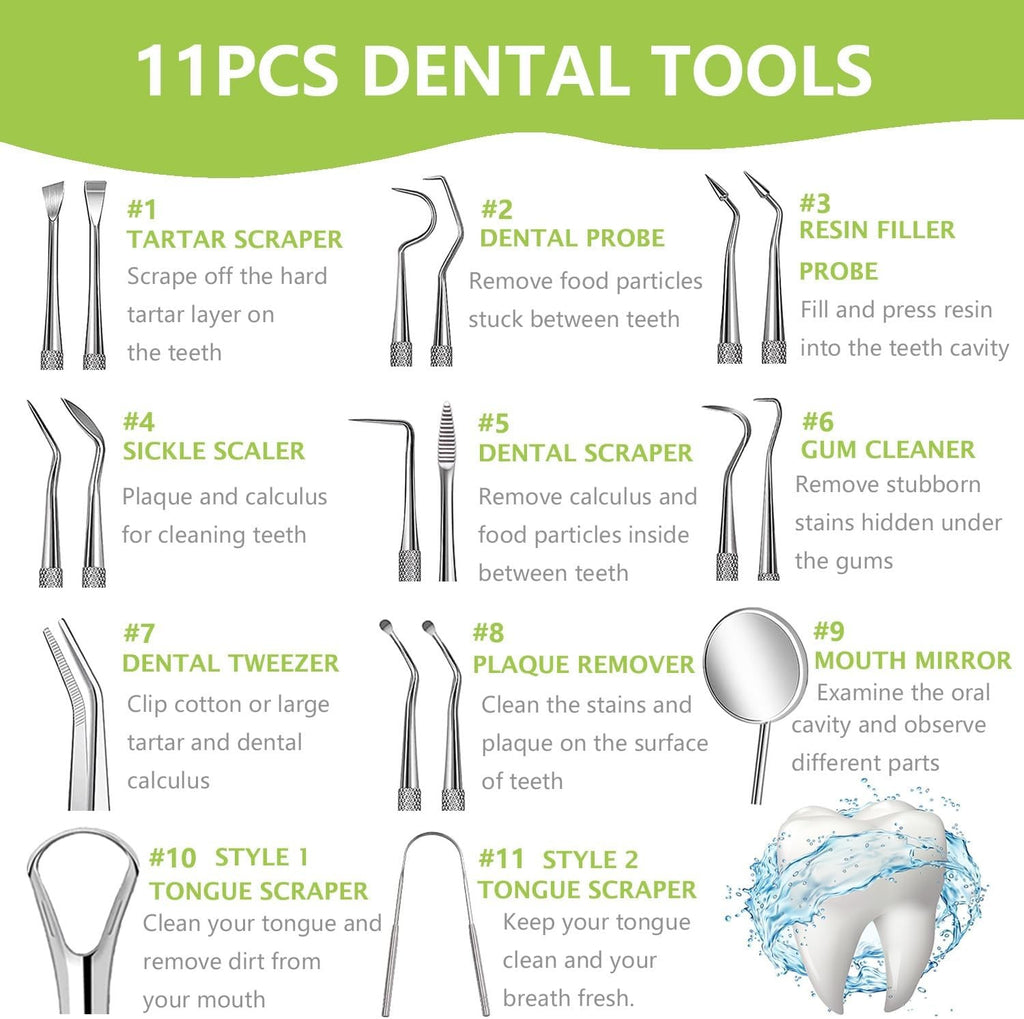 Dental Tool Set with Stainless Steel Tongue Scraper and Oral Care Kit