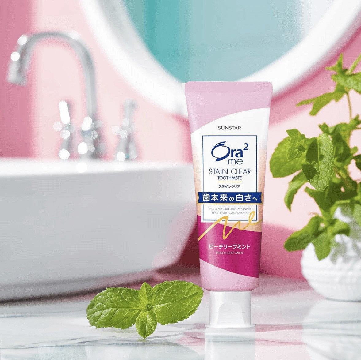 Whitening Toothpaste with Peach Mint Flavor - 130g Pack of 2