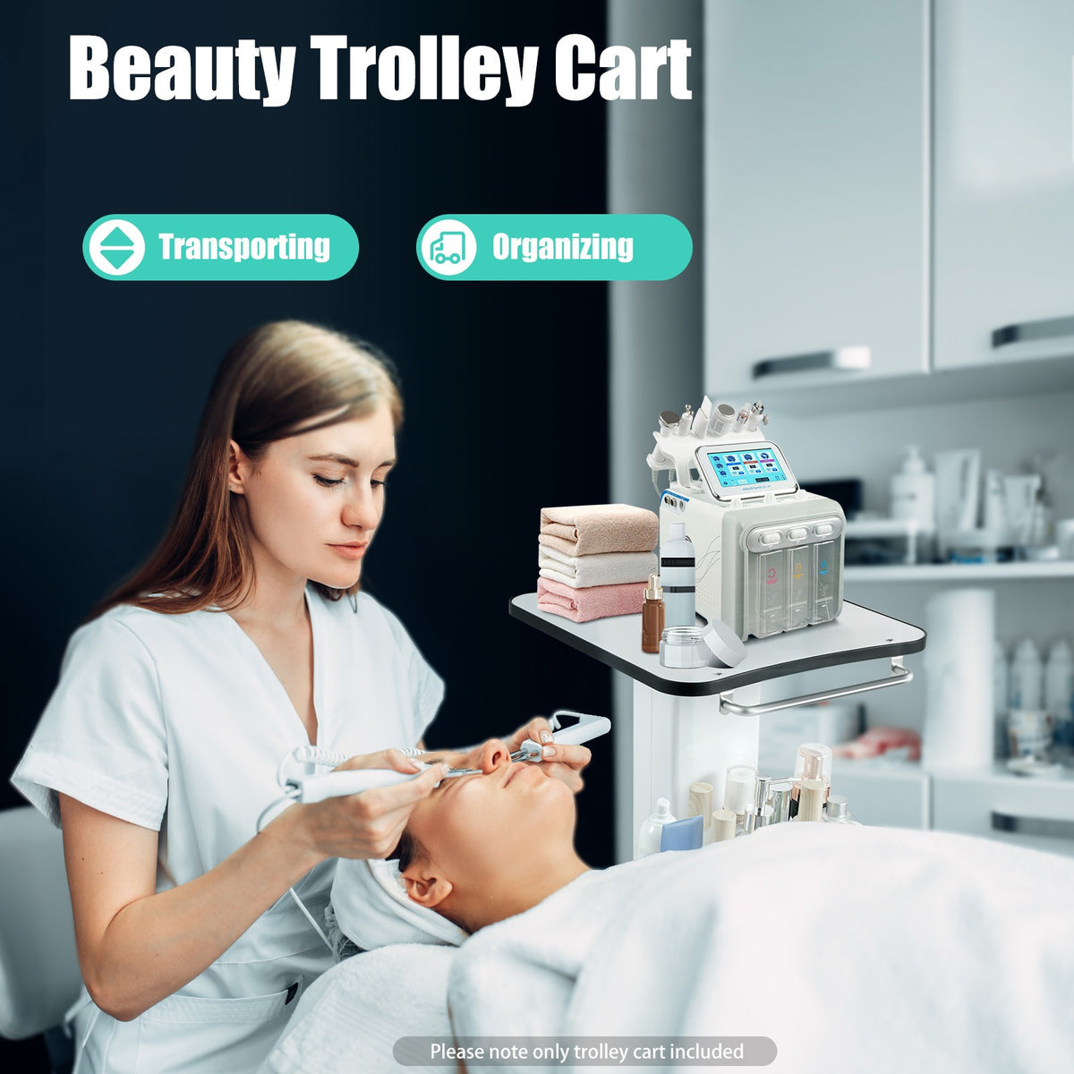 Salon Beauty Trolley Cart with 4 Wheels Storage Organizer for Spa Equipment
