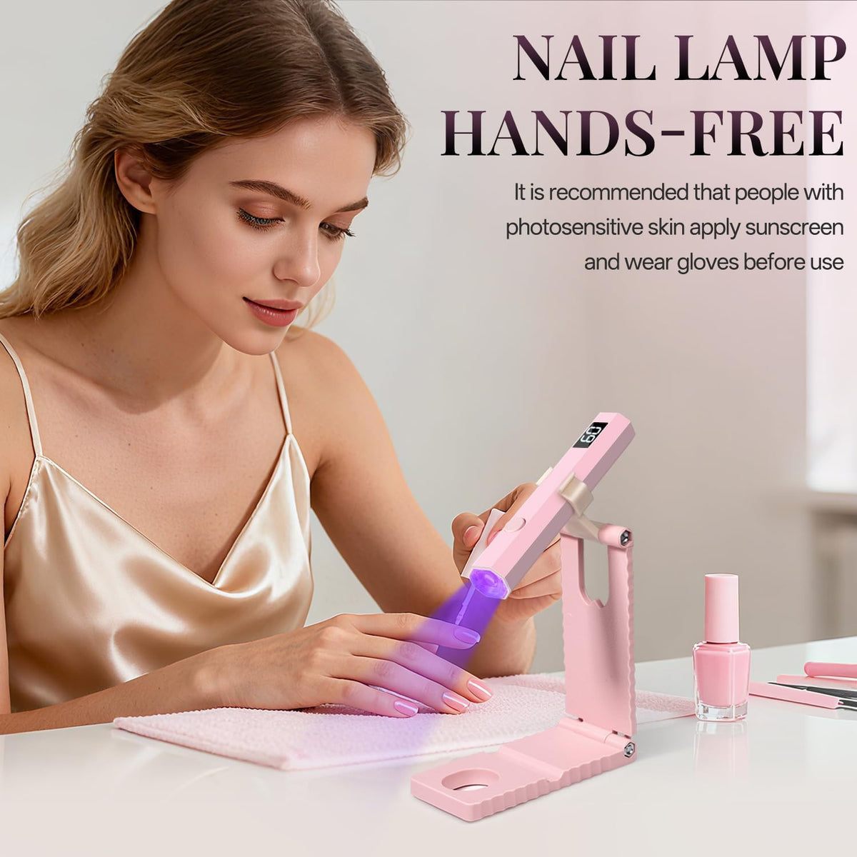 Mini Handheld UV Light for Gel Nails with Stand, Rechargeable Nail Curing Lamp