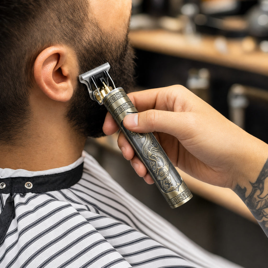 Vintage Dragon Beard Hair Trimmer for Men with Guide Combs - Portable Grooming Tool