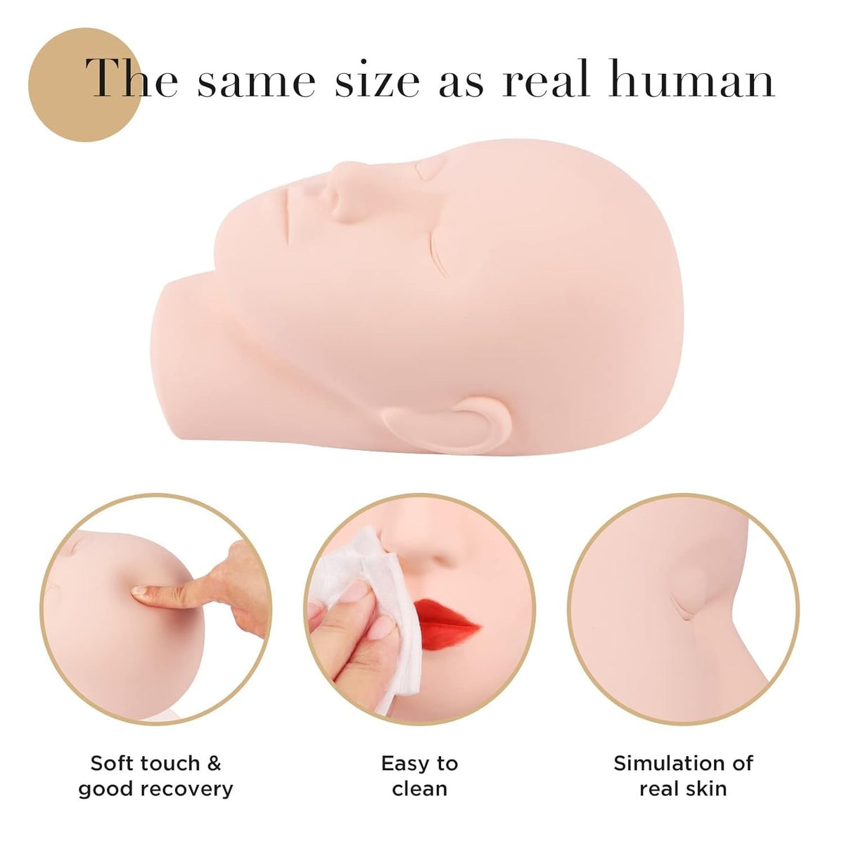 Realistic Silicone Lash Mannequin Head for Makeup & Lash Extensions