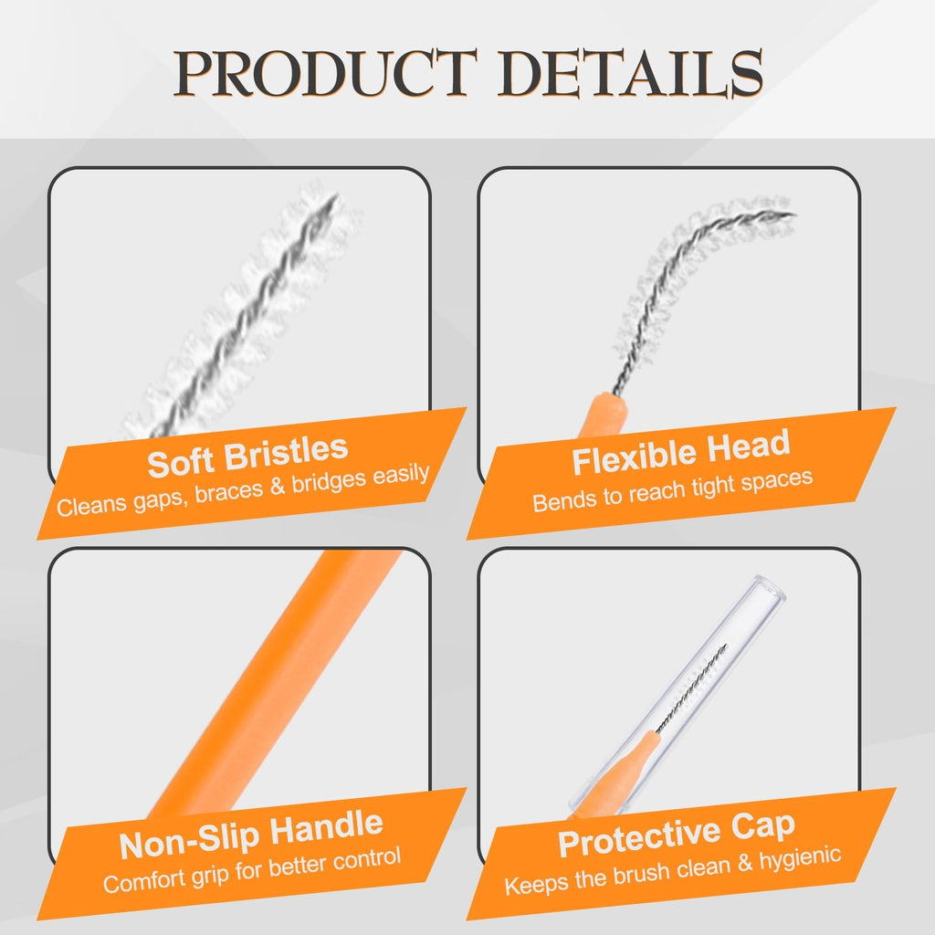 Interdental Braces Cleaning Brushes 180 Pack Soft Bristled Flossers for Oral Care