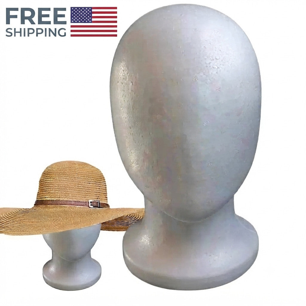 Foam Wig Head Display Stand for Wigs Hats Glasses - White Mannequin Head