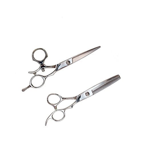 Professional 6-Inch Swivel Handle Hair Cutting Scissors with Thinning Blades