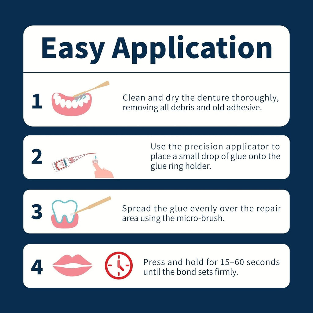 Denture Repair Glue 1oz - Fast-Setting Strong Bond for Broken Dentures