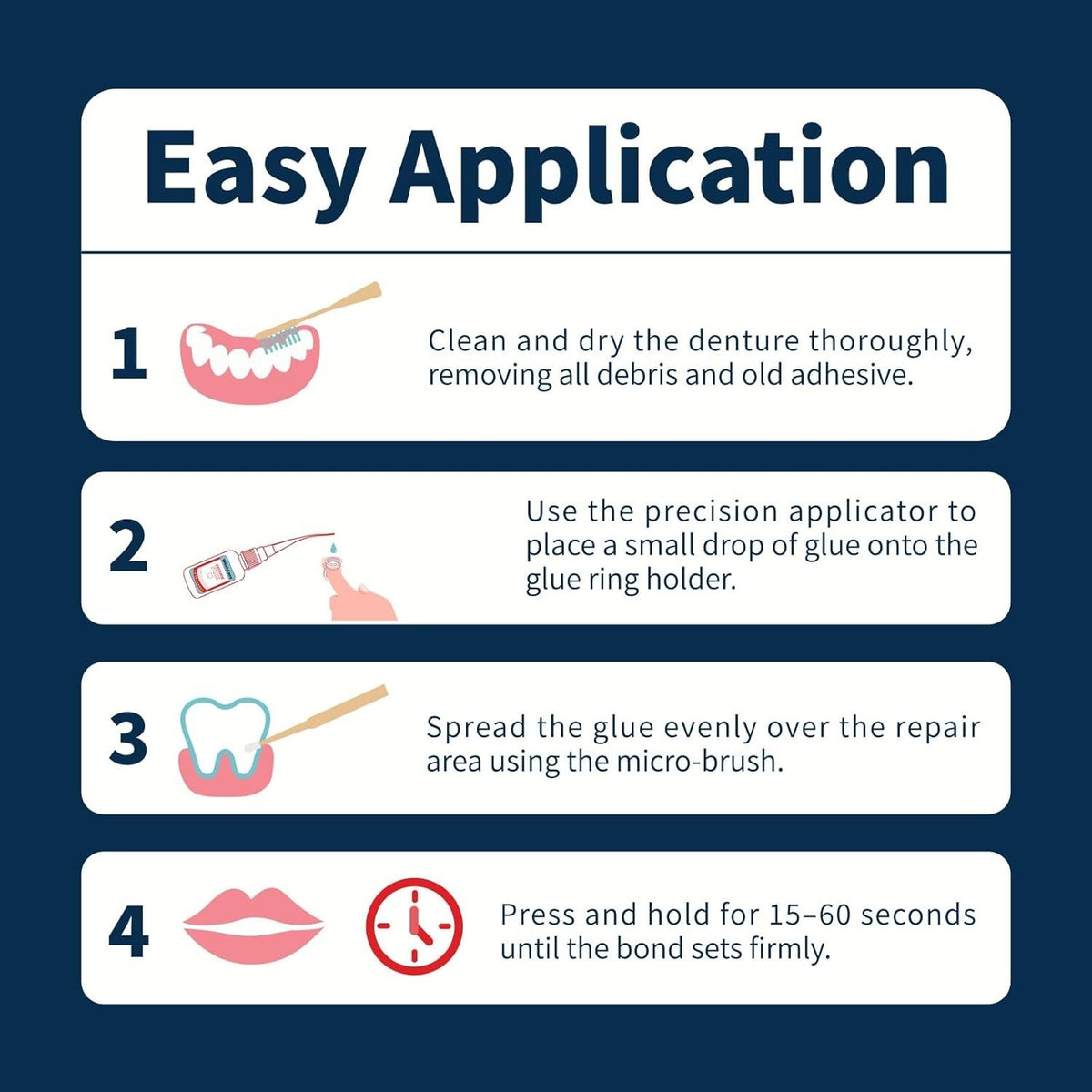 Denture Repair Glue 1oz - Fast-Setting Strong Bond for Broken Dentures