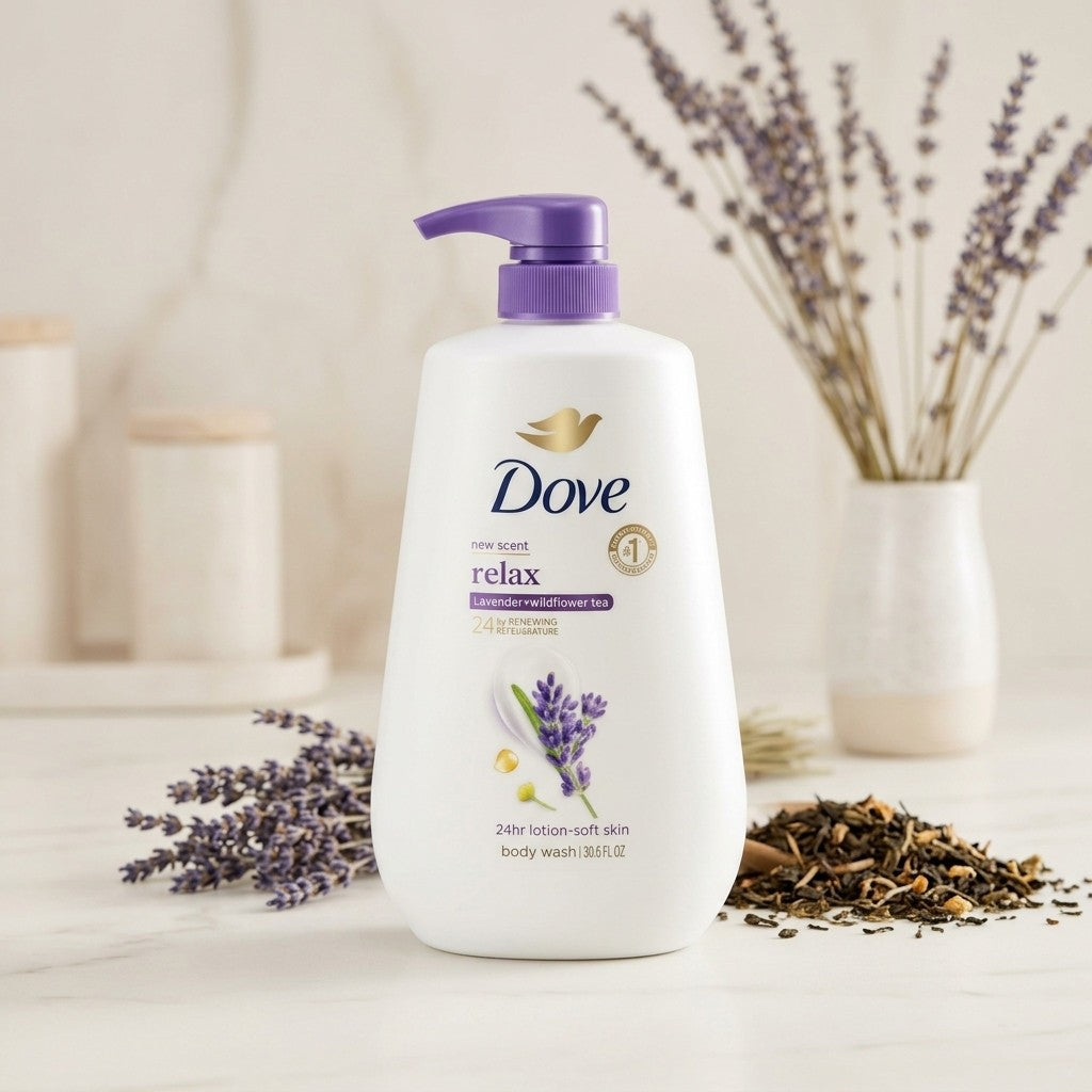 Dove Relax Body Wash Lavender & Wildflower Tea 30.6 fl oz Pump - 24hr Moisture