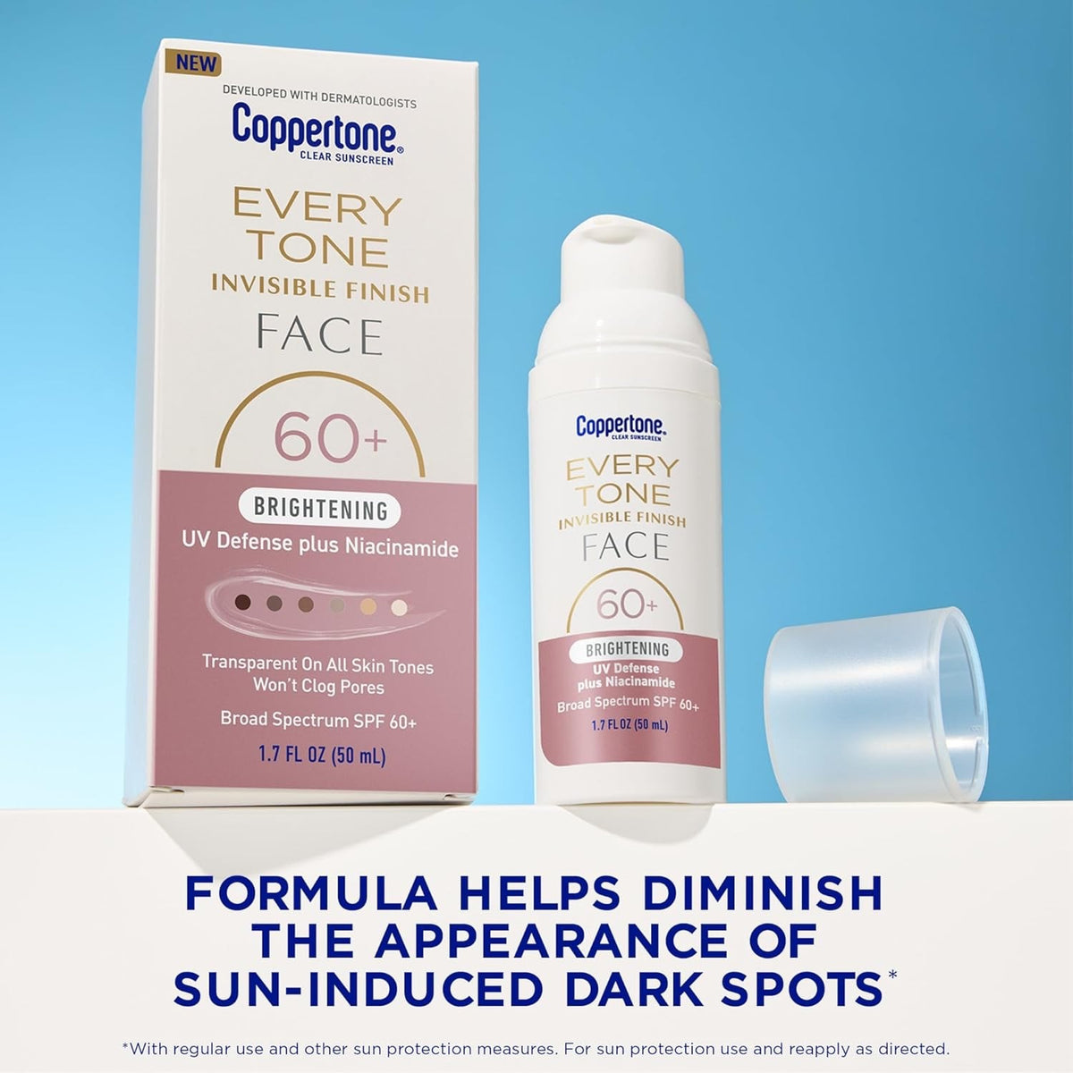 SPF 60+ Face Sunscreen with Niacinamide, Invisible Finish, 3 Pack