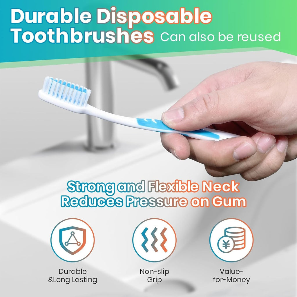 Disposable Toothbrush Set with Covers - 30 Pack, Portable & Hygienic