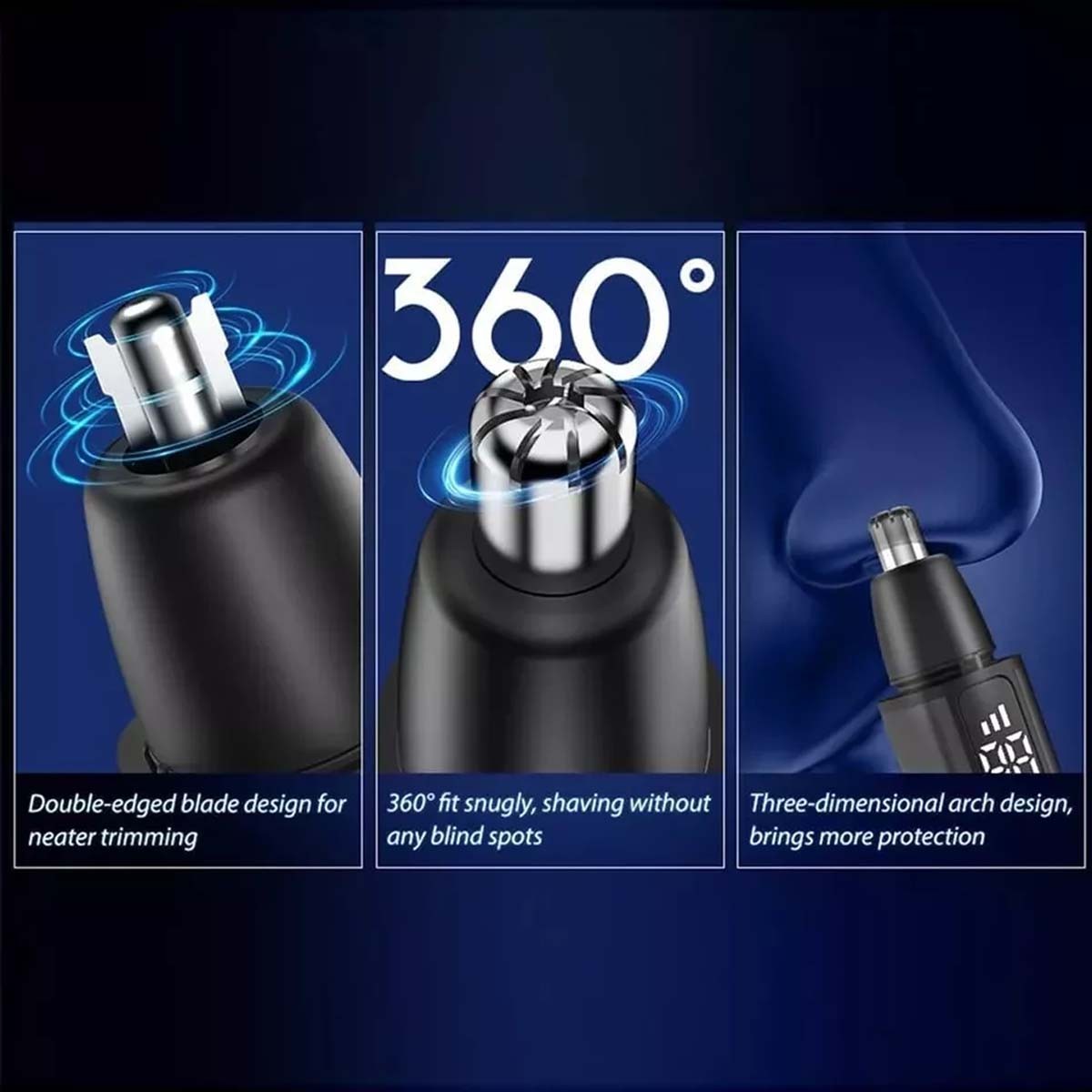Men's Nose and Ear Hair Trimmer - Rechargeable Waterproof Grooming Device