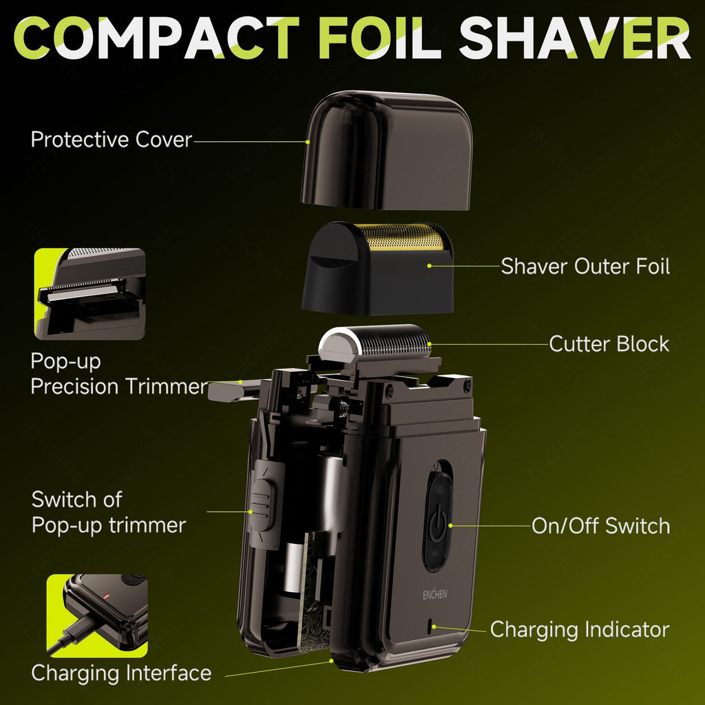Men's Cordless Foil Shaver with Pop-Up Trimmer - Wet Dry USB-C Rechargeable
