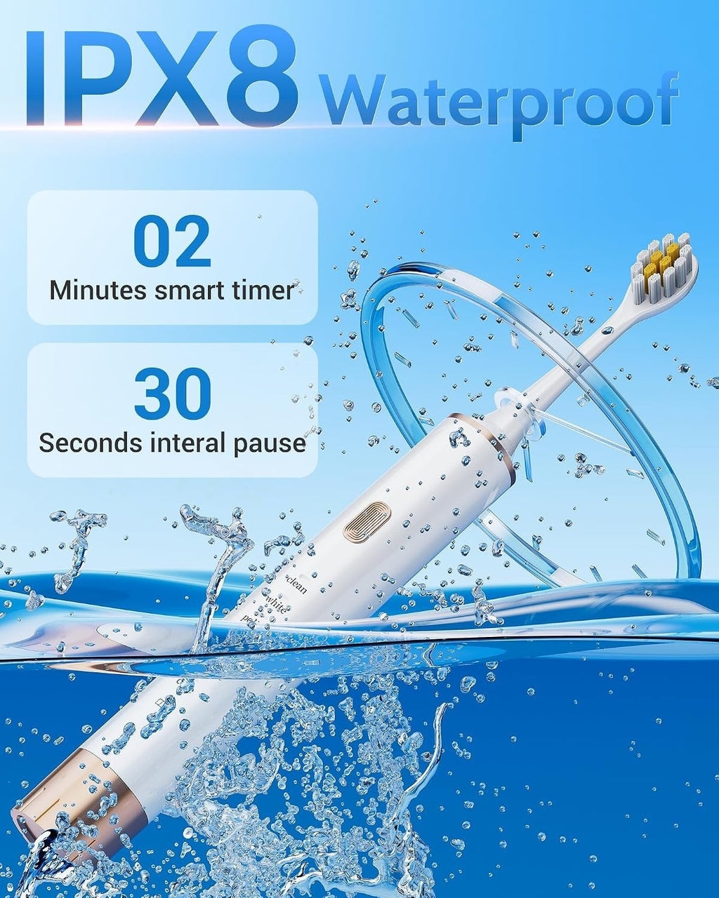 Electric Sonic Toothbrush Set with 12 Replacement Heads & 6 Modes - Rechargeable & Waterproof