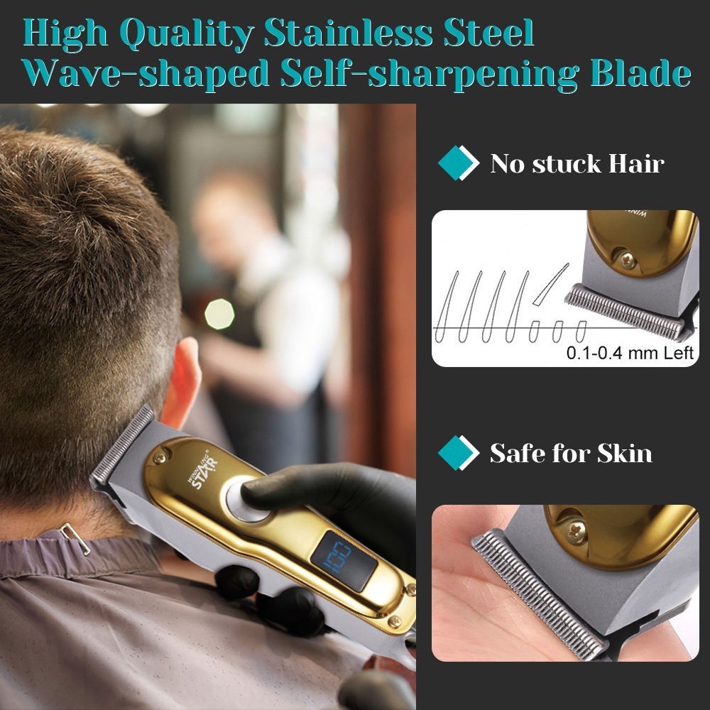 Wireless Solar Hair Clipper with LED Display & Turbo Mode - Men’s Cordless Trimmer