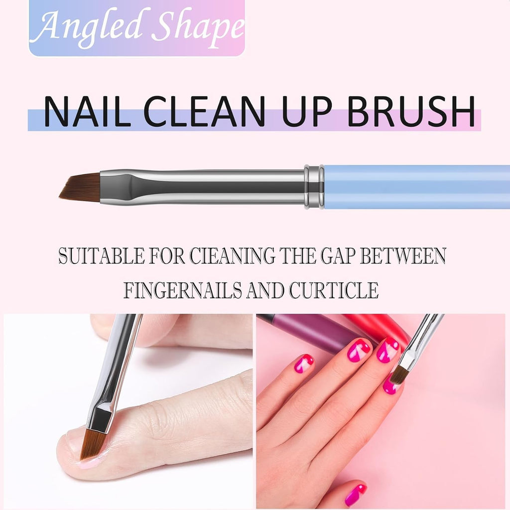 3Pcs Nail Art Clean Up Brushes Set for Precise Nail Polish Removal