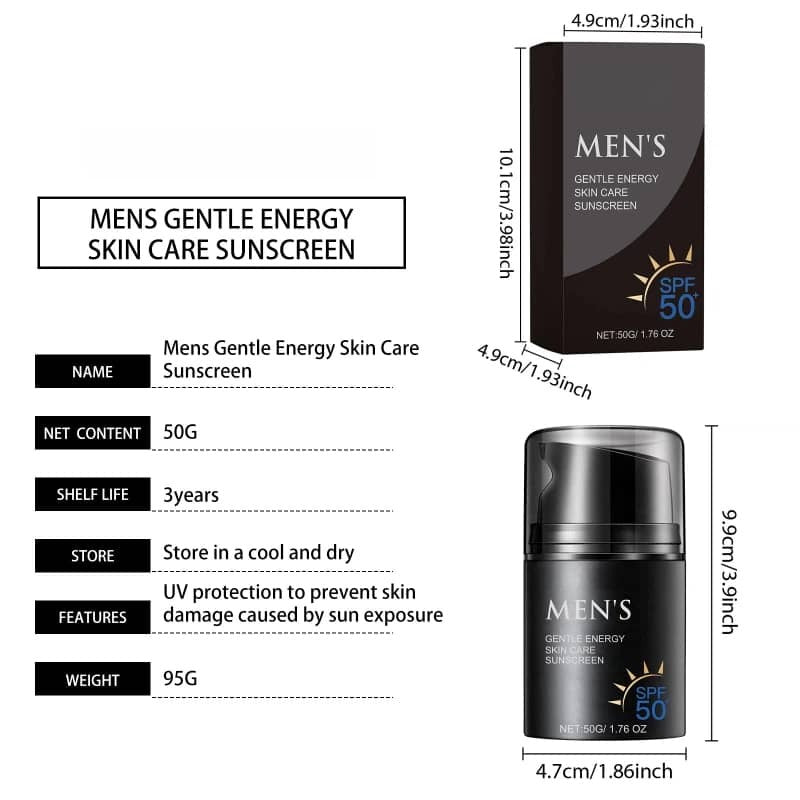 Men's SPF50+ Sunscreen Cream Outdoor Moisturizer Sunblock UV Protection
