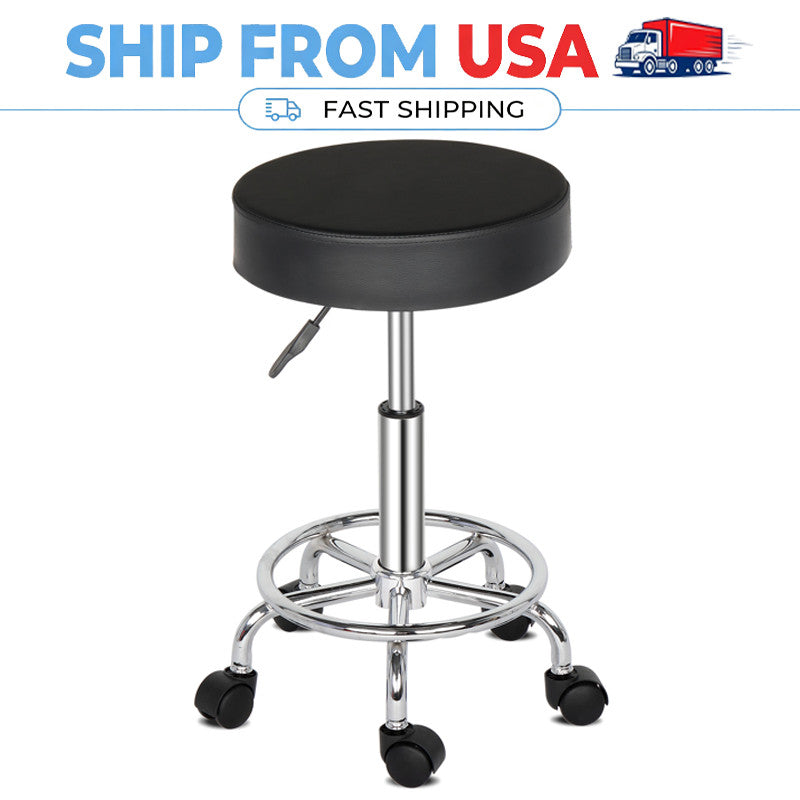 Adjustable Rolling Salon Stool with Wheels 360° Swivel & Pneumatic Height