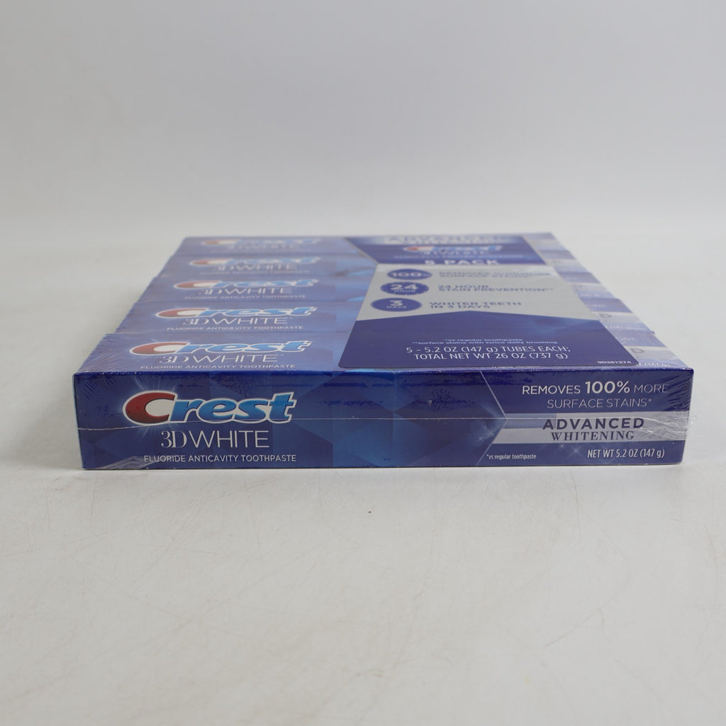 Whitening Toothpaste Pack of 5 - Crest 3D White Advanced 5.2 oz