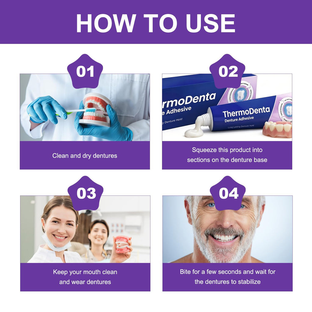 Denture Adhesive Cream 2-Pack - Long-Lasting Secure Fit for Loose Dentures