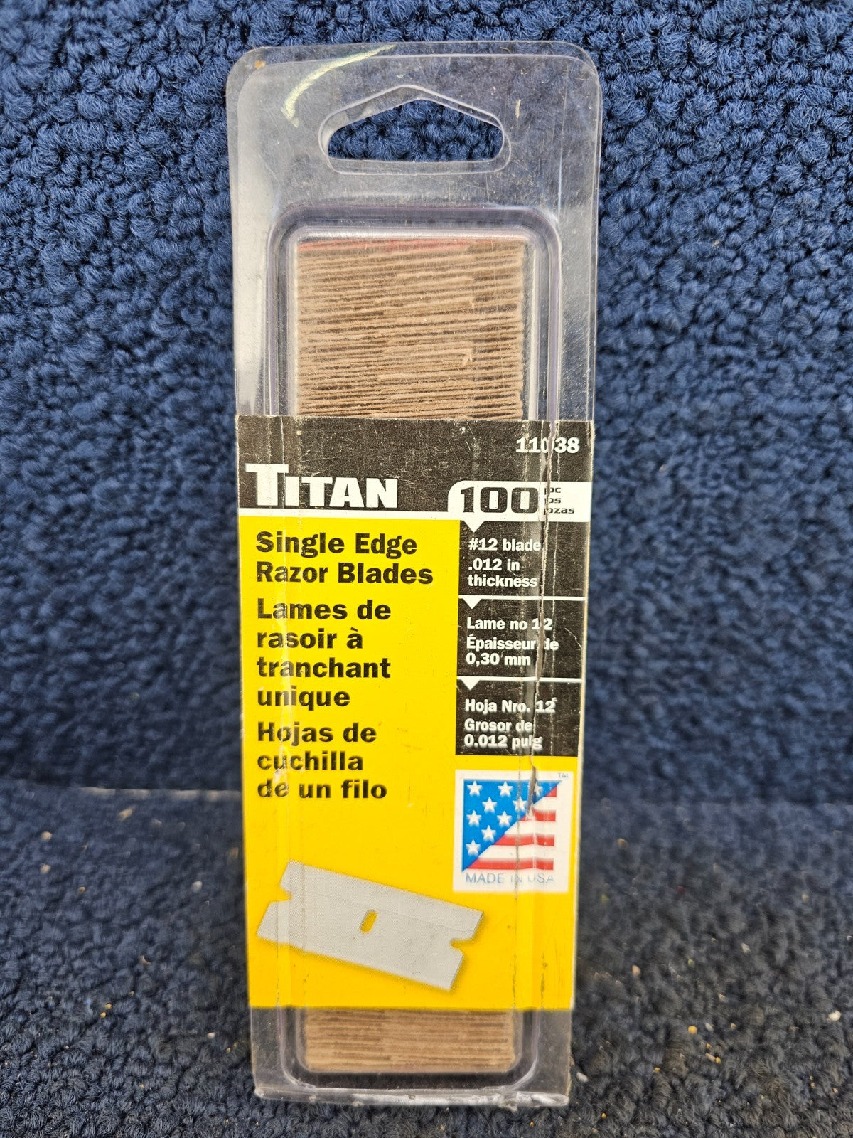(100 pcs) Titan Single Edge Razor Blades #12 - .012 in Thickness, Professional Utility Blades