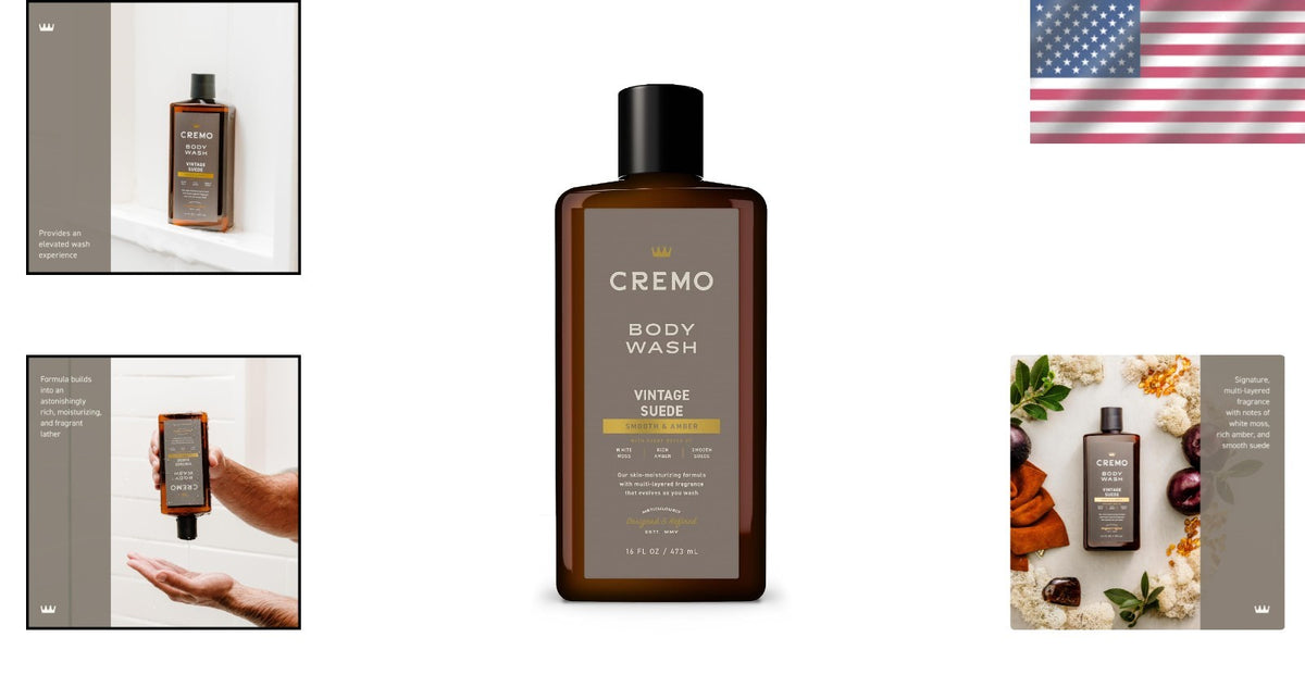 Men's Body Wash Vintage Suede 16 Fl Oz - Fresh, Rich Lather Grooming