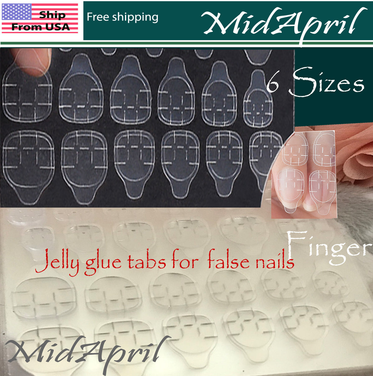 Clear Jelly Nail Glue Tabs - Reusable & Removable False Nail Stickers