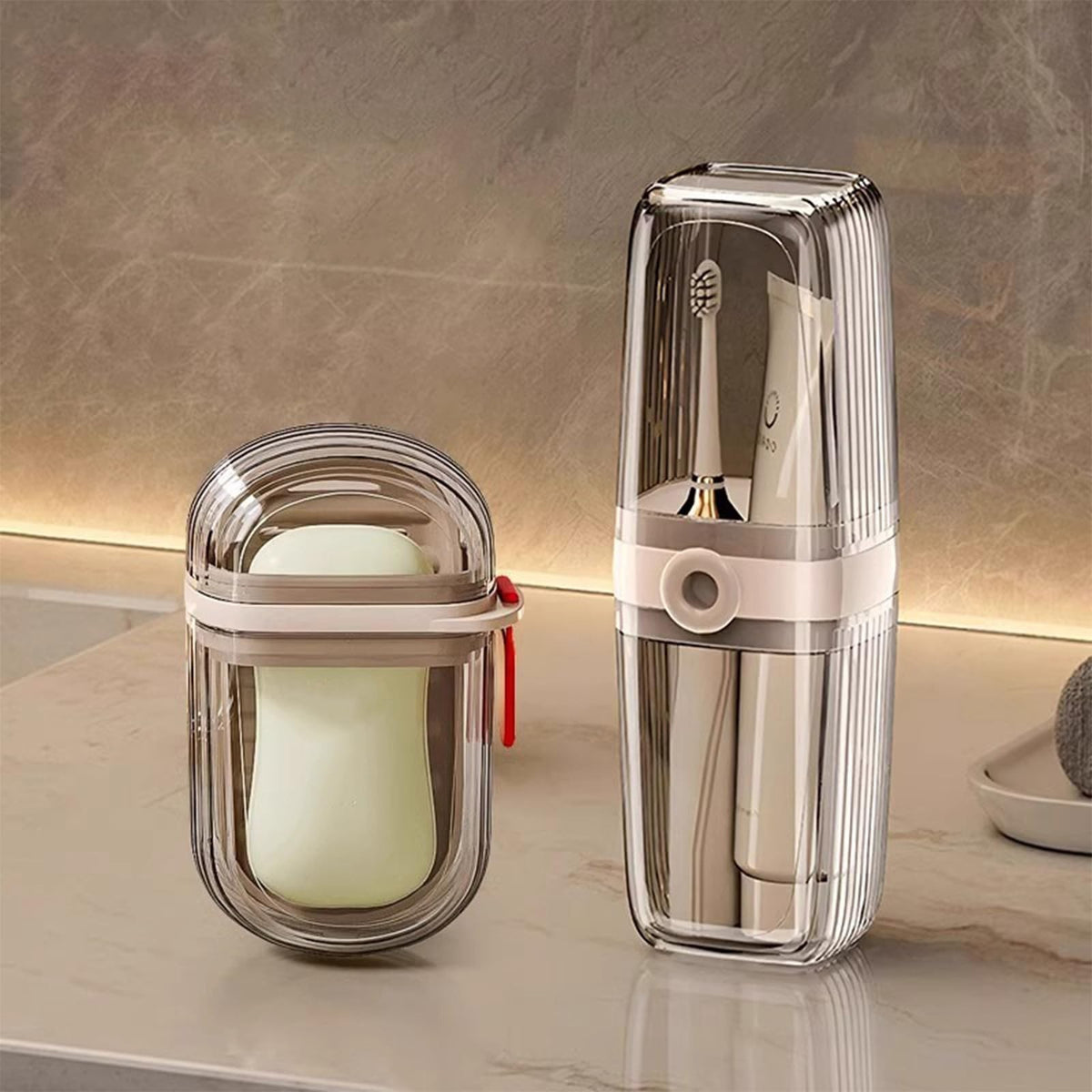 Travel Toothbrush Case & Soap Holder Set of 2 - Compact & Hygienic