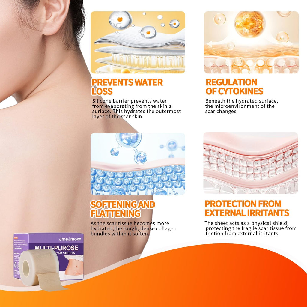 Silicone Scar Sheets Roll 1.6x60 Inches Medical Tape for Scar Removal