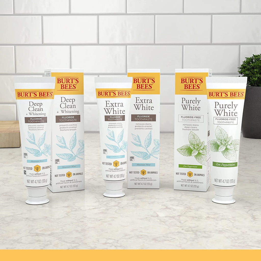 Fluoride-Free Natural Toothpaste with Peppermint - 3-Pack, Purely White & Stain Remover