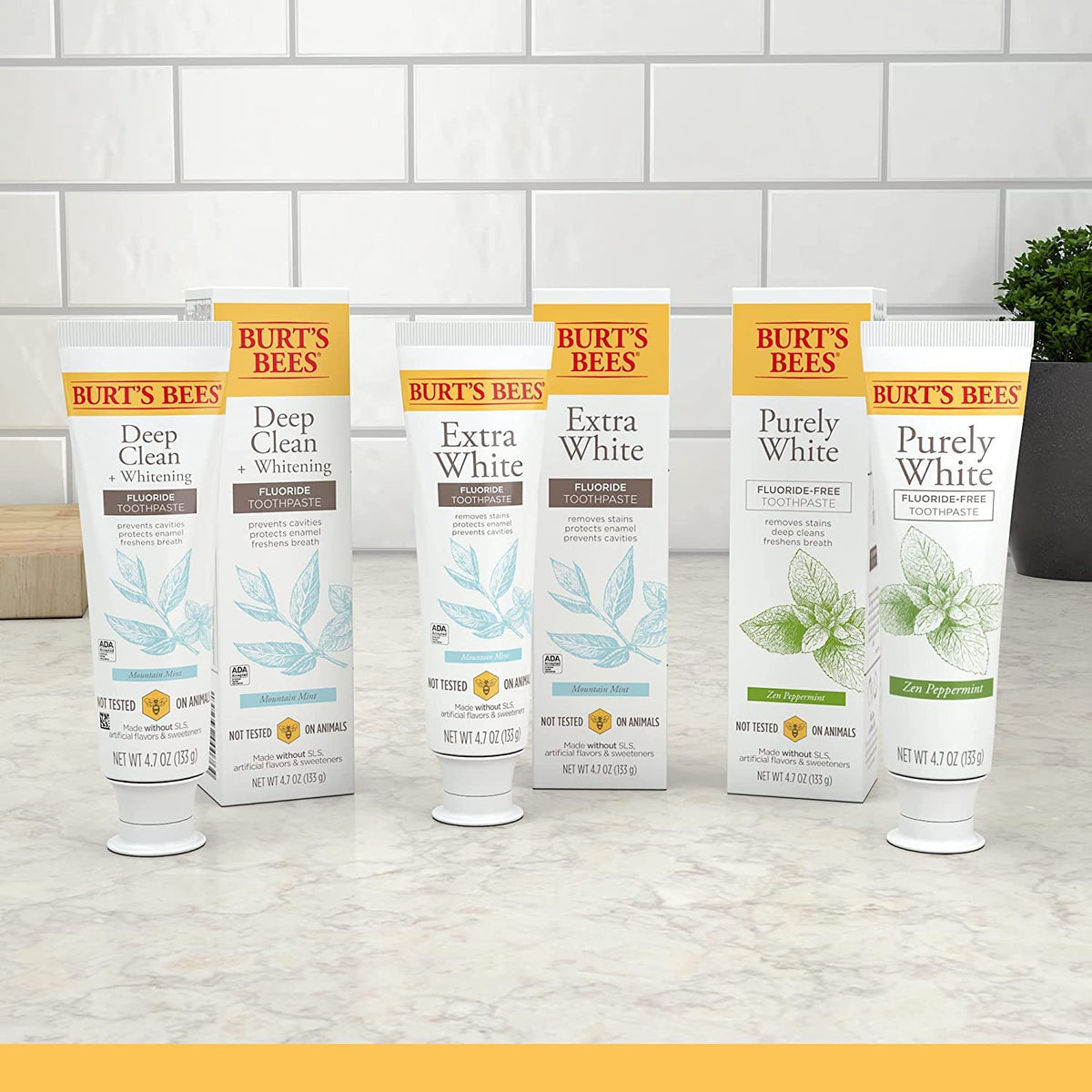 Fluoride-Free Natural Toothpaste with Peppermint - 3-Pack, Purely White & Stain Remover
