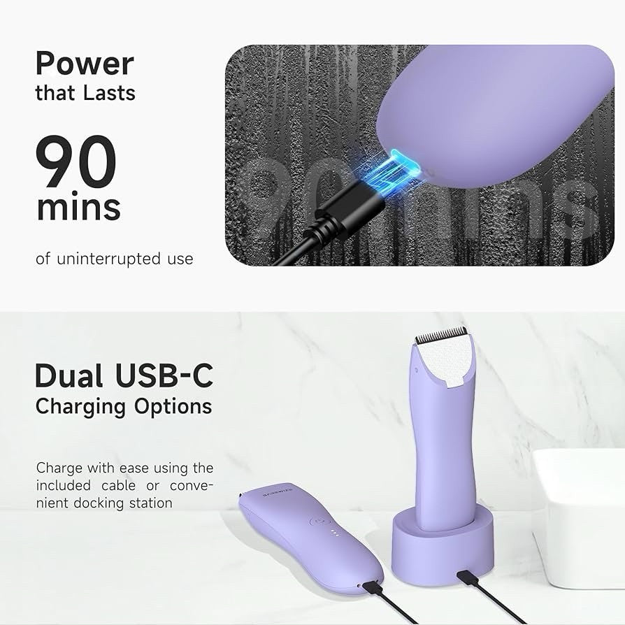Women's Bikini Trimmer Waterproof Cordless Hair Removal Shaver with LED Light