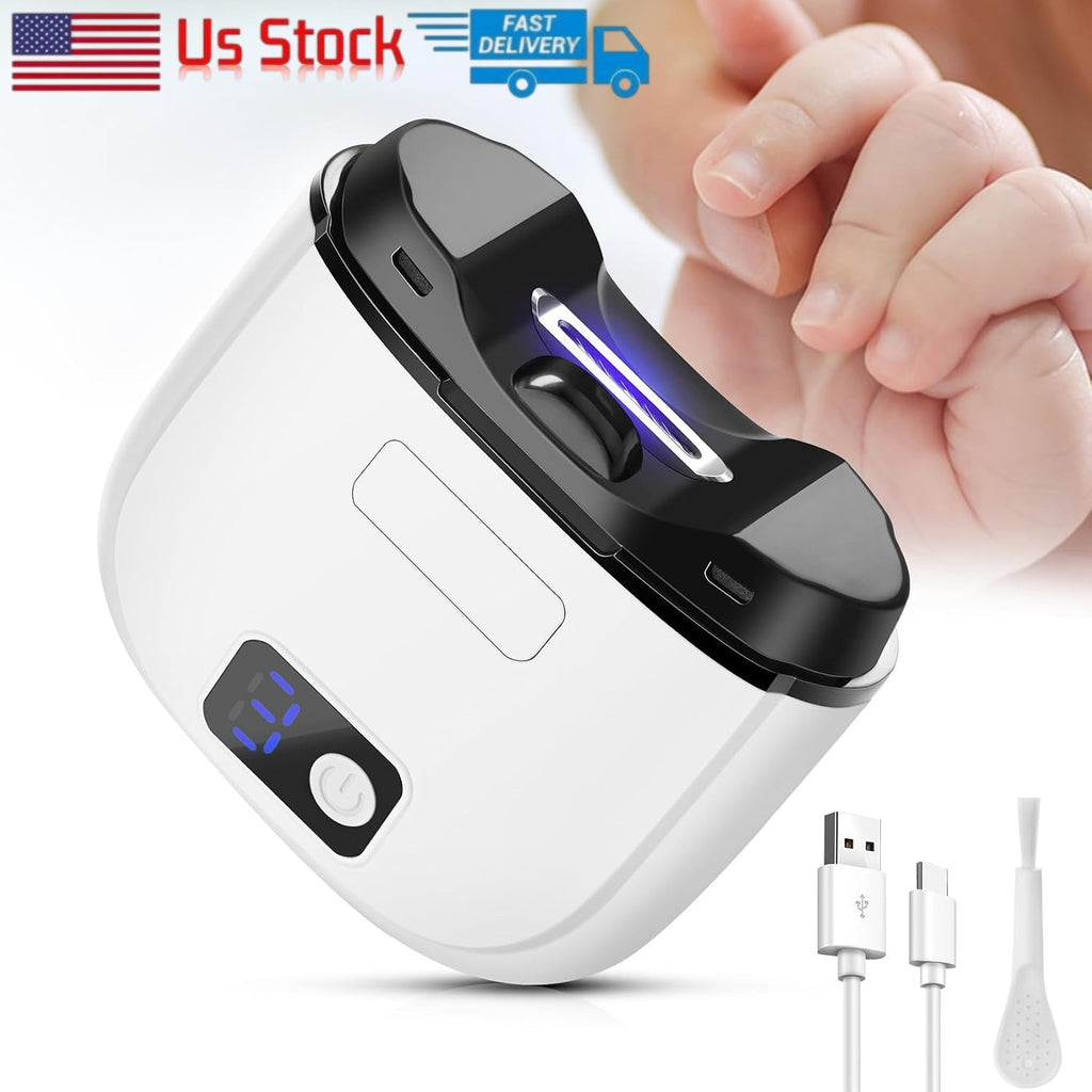 Electric Baby Nail Trimmer with LED Light & 3 Speed Settings, Rechargeable