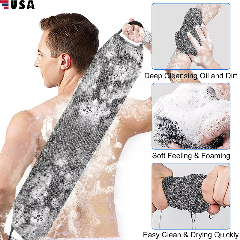 Exfoliating Body Back Scrubber Towel - Double-Sided Skin Exfoliation Cloth