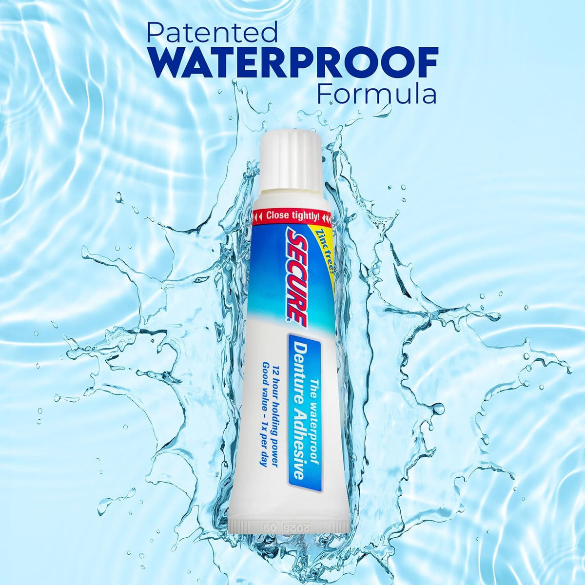 Waterproof Denture Adhesive - Zinc-Free Extra Strong Hold for Upper Dentures
