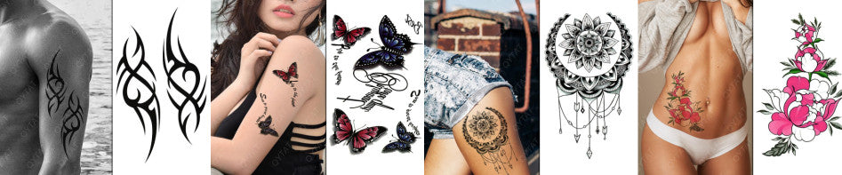 4 Sheets Premium Temporary Tattoos — Middle Arm Half Sleeve Design