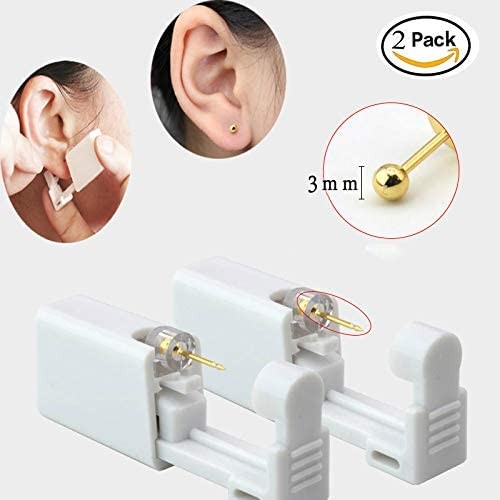 Disposable Self Ear Piercing Gun Kit – 2 Pack, Safe One-Time Use