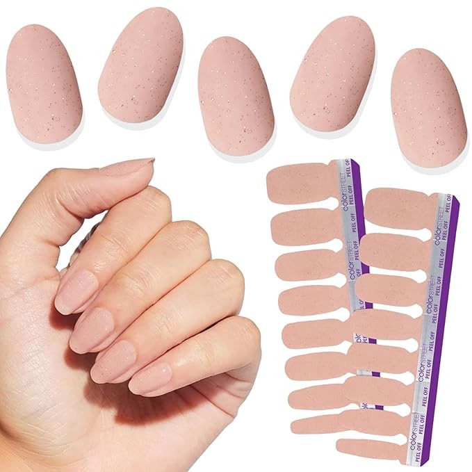 Color Street Vanilla Romance Nail Strips - Glitter Finish, 16 Double-Ended Peel & Apply