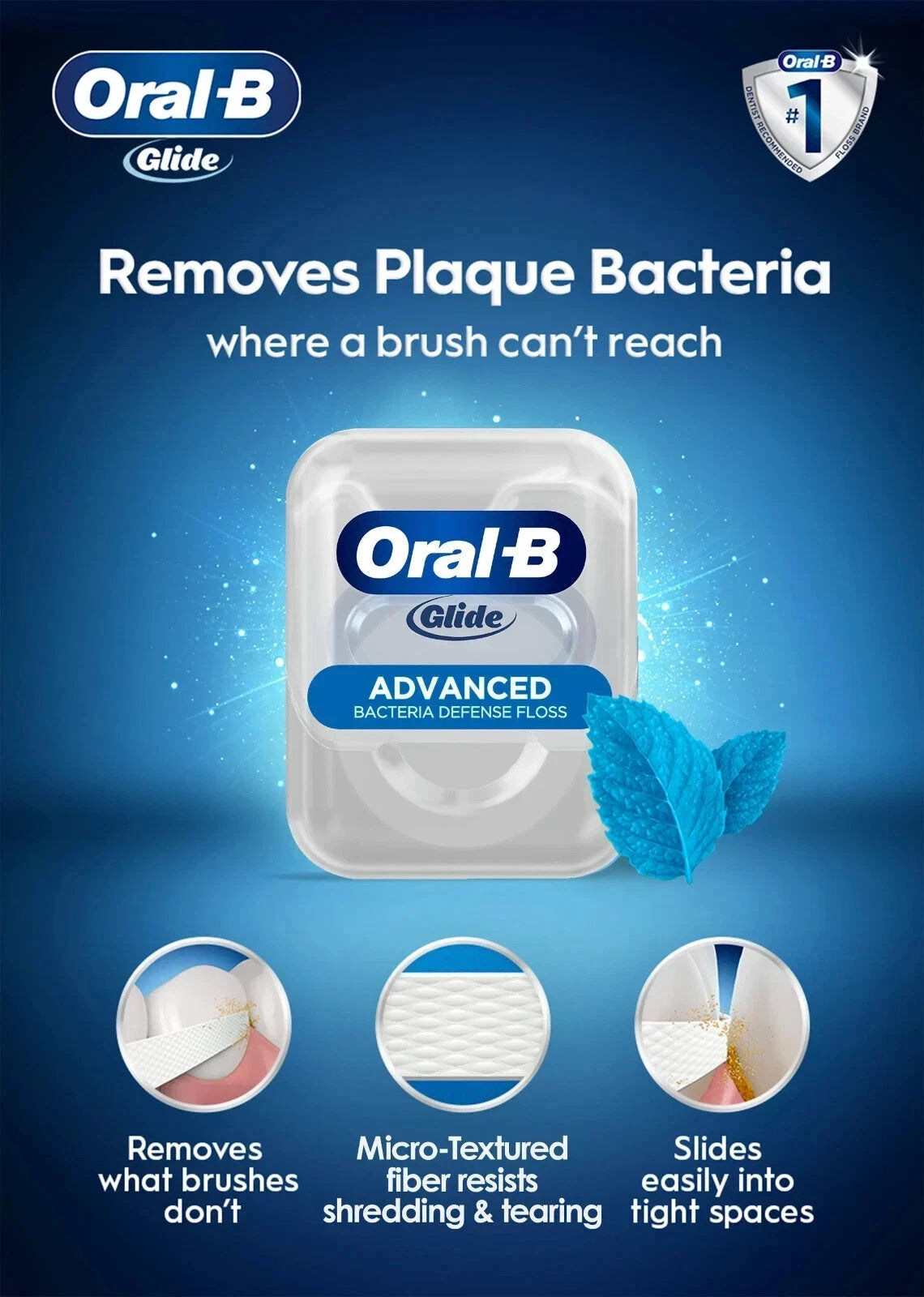 Oral B Glide Bacteria Defense Dental Floss - Advanced Floss 6 Pack