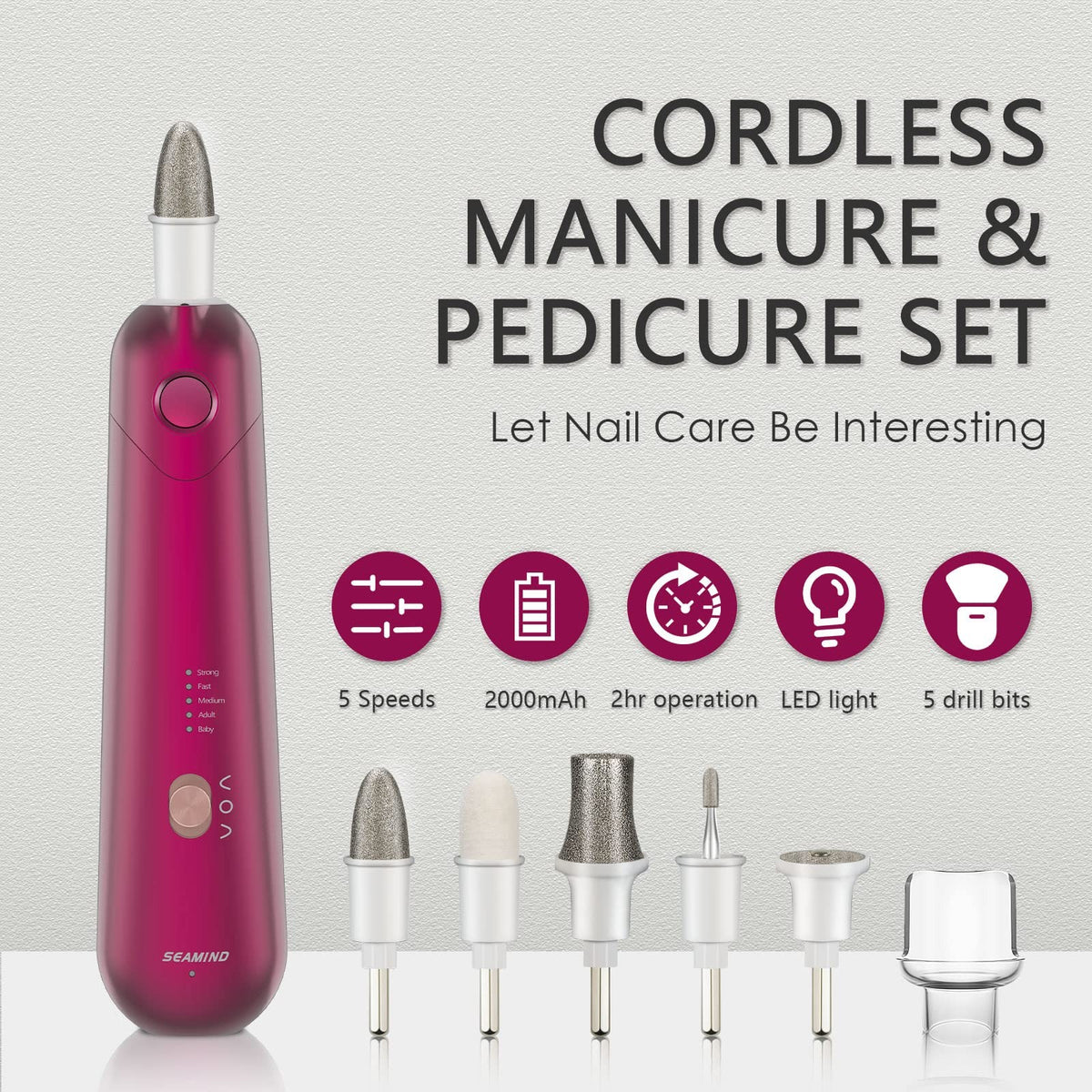 Cordless Electric Manicure Pedicure Set with Nail Drill & Callus Remover