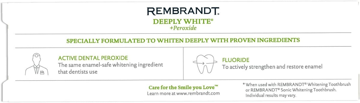 Deeply White Plus Peroxide Whitening Toothpaste with Peppermint - 3.5 Oz